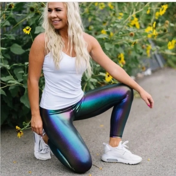 ZYIA Pants - NWT Zia Mirage Metallic High-Rise Leggings 0 Rainbow Shimmer